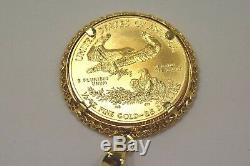 2016 1/2 Oz Fine Gold American Eagle $25 Coin in 14k Yellow Gold Pendant