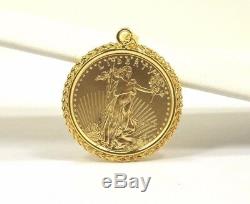 2016 1/2 Oz Fine Gold American Eagle $25 Coin in 14k Yellow Gold Pendant
