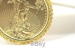 2016 1/2 Oz Fine Gold American Eagle $25 Coin in 14k Yellow Gold Pendant