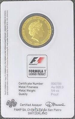 2016 ABU DHABI GRAND PRIX 1/4 oz Proof Gold Coin. 9999 Fine Pamp Suisse (BU)