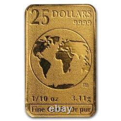 2016 Canada $25 1/10 oz. 9999 Fine Gold Bar Queen Elizabeth II
