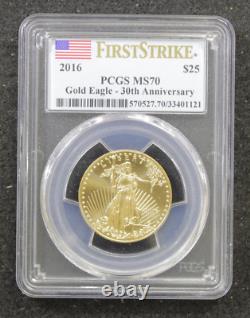 2016 Gold Eagle $25 (First Strike 30th Anniversary) PCGS MS 70 1/2 oz Fine Gold