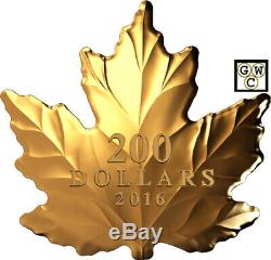 2016'Nature's Pure Form Maple Leaf' Shaped Prf $200Fine Gold 1oz. Coin(17750)(NT)