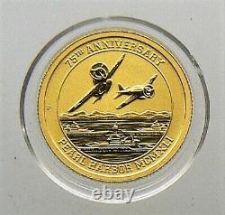 2016-P 1/10 oz Gold Coin Tuvalu $15 Pearl Harbor 75th Anniversary. 9999 Fine