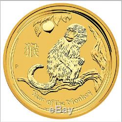2016-P $15 1/10oz Gold Australian Year of the Monkey. 9999 fine BU
