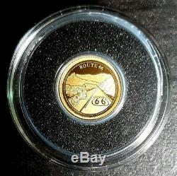 2016 Route 66 HWY. 24K Gold. 999 Fine $1 Coin Proof Gold Coins