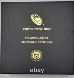 2016-W Standing Liberty Centennial 1/4oz Gold Coin W COA. 999 FINE GOLD