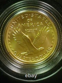 2016 W Standing Liberty Quarter Centennial Gold Coin. 9999 Fine 1/4 Troy Oz CIB
