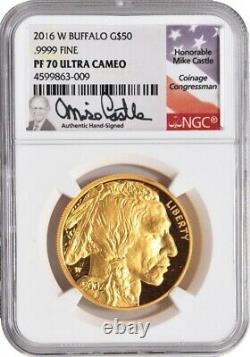 2016-w $50 Proof Gold Buffalo Ngc Pf-70-ucam Mike Castle 9999 Fine Trusted