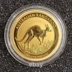 2017-1/10 Oz Australia Gold Kangaroo. 9999 Fine Gold-BU