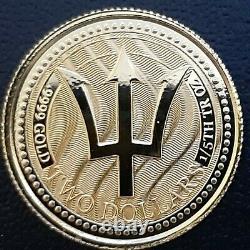 2017 Barbados Gold Trident Coin Gem Bu 1/5 oz Gold Scottsdale. 9999 Fine Gold