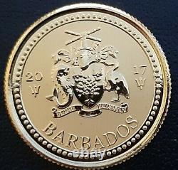 2017 Barbados Gold Trident Coin Gem Bu 1/5 oz Gold Scottsdale. 9999 Fine Gold