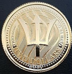 2017 Barbados Gold Trident Coin Gem Bu 1/5 oz Gold Scottsdale. 9999 Fine Gold
