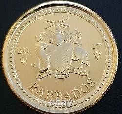 2017 Barbados Gold Trident Coin Gem Bu 1/5 oz Gold Scottsdale. 9999 Fine Gold