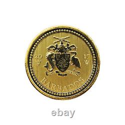2017 Barbados Trident 1/5 oz Gold Coin 0.2 Troy Ounces 0.999 Fine Low Mintage