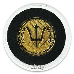 2017 Barbados Trident 1/5oz Gold Coin 0.2 Troy Ounces 0.999 Fine Low Mintage