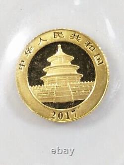 2017 China 1 Gram 999 Fine Gold Panda 10 Yuan Brilliant Uncirculated Sealed