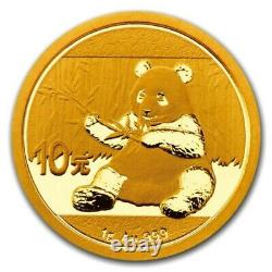 2017 China 1 Gram 999 Fine Gold Panda 10 Yuan Coin Brilliant Uncirculated Sealed