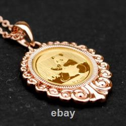 2017 Chinese 10 Yuan Panda 1 Gram. 999 Fine Gold Coin 12K Rose Gold Necklace NEW