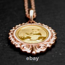 2017 Chinese 10 Yuan Panda 1 Gram. 999 Fine Gold Coin 12K Rose Gold Necklace NEW