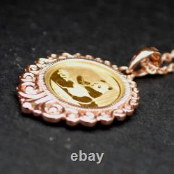 2017 Chinese 10 Yuan Panda 1 Gram. 999 Fine Gold Coin 12K Rose Gold Necklace NEW