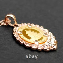 2017 Chinese 10 Yuan Panda 1 Gram. 999 Fine Gold Coin 12K Rose Gold Necklace NEW