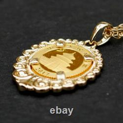 2017 Chinese 10 Yuan Panda 1 Gram. 999 Fine Gold Coin 14K Yellow Gold Necklace