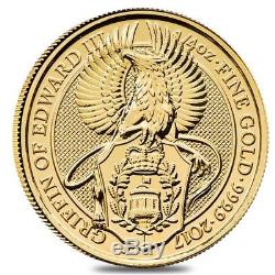 2017 Great Britain 1/4 oz Gold Queen's Beasts (Griffin) Coin. 9999 Fine BU