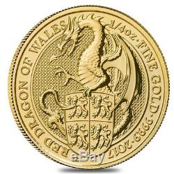2017 Great Britain 1/4 oz Gold Queen's Beasts (Red Dragon) Coin. 9999 Fine BU