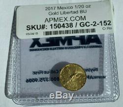 2017 Mexico 1/20 oz 999 Fine Gem BU Gold Libertad ONLY 1000 MINTED VERY RARE