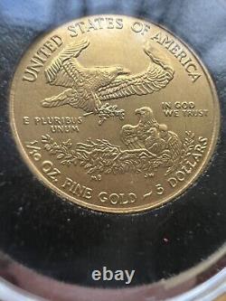 2018 1/10 oz Fine Gold American Eagle $5 BU Collectible Coin In Air Tite Capsule
