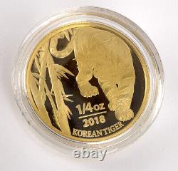 2018 1/4 oz Korean Tiger. 9999 Fine Gold Coin with COA & Box KOMSCO