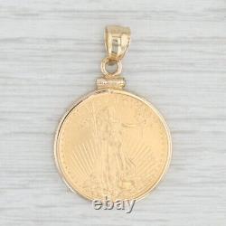 2018 22k Gold American Eagle Coin Pendant 14k Gold Bezel $10 1/4oz Fine Gold