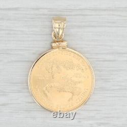 2018 22k Gold American Eagle Coin Pendant 14k Gold Bezel $10 1/4oz Fine Gold