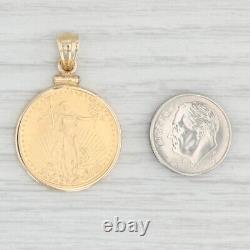 2018 22k Gold American Eagle Coin Pendant 14k Gold Bezel $10 1/4oz Fine Gold