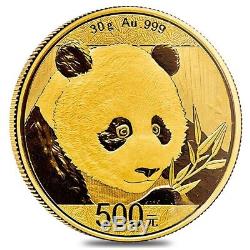 2018 30 Gram Chinese Gold Panda 500 Yuan. 999 Fine BU (Sealed)
