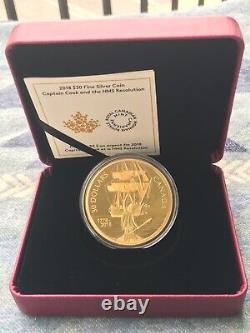 2018 Canada $30 Captain Cook and the HMS Resolution Fine Silver Gold-Plated Coin