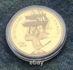 2018 Canada $30 Captain Cook and the HMS Resolution Fine Silver Gold-Plated Coin