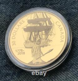 2018 Canada $30 Captain Cook and the HMS Resolution Fine Silver Gold-Plated Coin