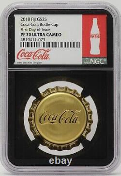 2018 Coca-Cola Coke 12g 999 Fine Gold Bottle Cap NGC PF70 $25 Fiji Coin JP829