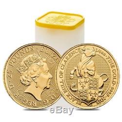 2018 Great Britain 1/4 oz Gold Queen's Beasts (Black Bull) Coin. 9999 Fine BU