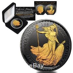 2018 Great Britain 1 oz Silver Britannia Coin. 999 Fine Black Ruthenium 24K Gold