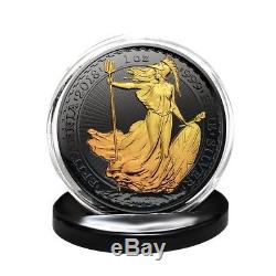 2018 Great Britain 1 oz Silver Britannia Coin. 999 Fine Black Ruthenium 24K Gold