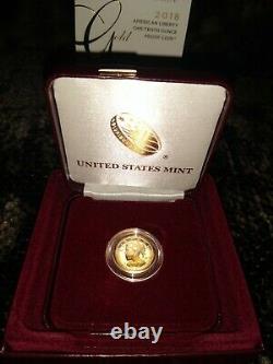 2018-W $10 American Liberty 1/10 Ounce. 9999 Fine Gold Proof Coin with Box & COA