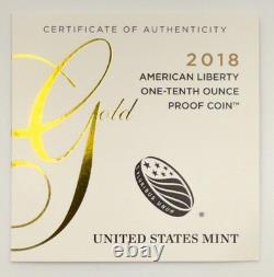 2018 W $10 American Liberty High Relief. 9999 Fine Gold Coin PCGS PR69DCAM NFC 2018 W $10 American Liberty High Relief. 9999 Fine Gold Coin PCGS PR69DCAM NFC