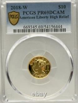 2018 W $10 American Liberty High Relief. 9999 Fine Gold Coin PCGS PR69DCAM NFC 2018 W $10 American Liberty High Relief. 9999 Fine Gold Coin PCGS PR69DCAM NFC
