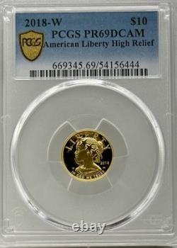 2018 W $10 American Liberty High Relief. 9999 Fine Gold Coin PCGS PR69DCAM NFC 2018 W $10 American Liberty High Relief. 9999 Fine Gold Coin PCGS PR69DCAM NFC