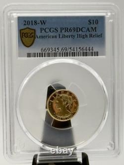 2018 W $10 American Liberty High Relief. 9999 Fine Gold Coin PCGS PR69DCAM NFC 2018 W $10 American Liberty High Relief. 9999 Fine Gold Coin PCGS PR69DCAM NFC