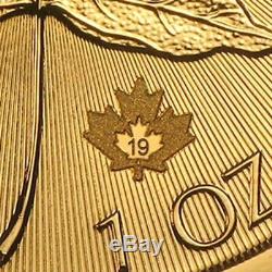 2019 1 oz Canadian Gold Maple Leaf Coin. 9999 Fine Gold BU