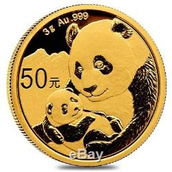 2019 3 gram Chinese Gold Panda 50 Yuan. 999 Fine BU (Sealed)